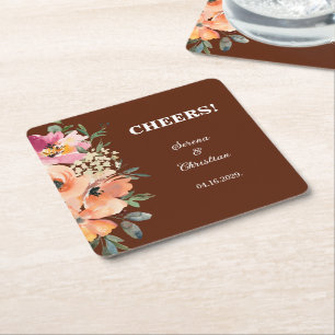 Dessous-de-verre Carré En Papier Rust Floral Cheers