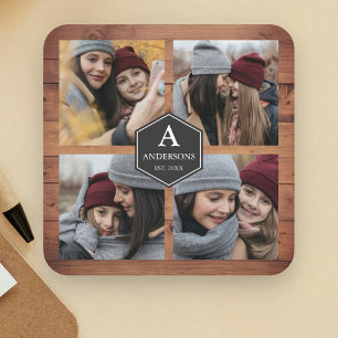 Dessous-de-verre Carré En Papier Rustic Barn Wood 4 Photos Collage de photos de la 