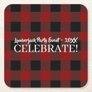 Dessous-de-verre Carré En Papier Rustic Buffalo Plaid Célébrer l'événement Customis