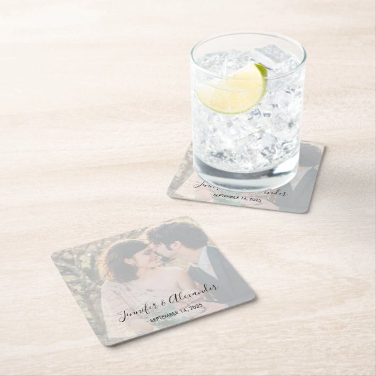 Dessous-de-verre Carré En Papier Rustic elegant photo boho wedding (En situation)