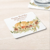 Dessous-de-verre Carré En Papier Rustic Fall Citrouille Anniversaire Cocktail (Incliné)