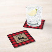 Dessous-de-verre Carré En Papier Rustic Reindeer Red Buffalo Plaid Family (En situation)