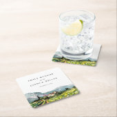 Dessous-de-verre Carré En Papier Rustic Winery Mariage paysage (En situation)