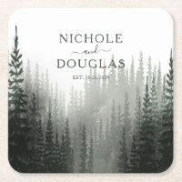 Rustique Aquarelle Pine Forêt Mariage Faveur