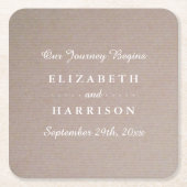 Dessous-de-verre Carré En Papier Rustique Country Kraft Mariage (Devant)