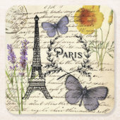 Dessous-de-verre Carré En Papier rustique français scripts de pays paris eiffel tow (Devant)