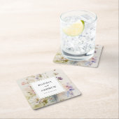 Dessous-de-verre Carré En Papier Rustique Retro Fleur sauvage d'aquarelle Mariage (En situation)