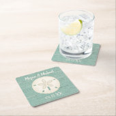 Dessous-de-verre Carré En Papier Sable Dollar Rustic Beach (En situation)
