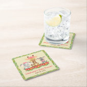 Dessous-de-verre Carré En Papier Safari Fille Girafe, Éléphant et Zèbre Baby Shower (En situation)