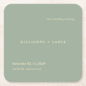 Dessous-de-verre Carré En Papier Sage Green Simple Modern Wedding (Devant)