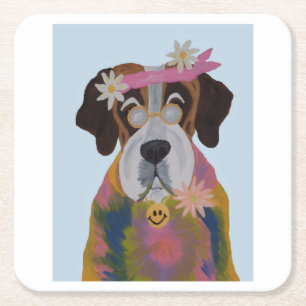 Dessous-de-verre Carré En Papier Saint Bernard Hippie