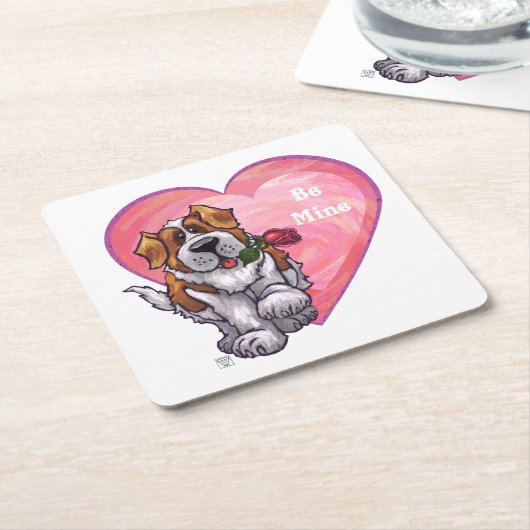 Dessous-de-verre Carré En Papier Saint-Bernard Valentin (Incliné)