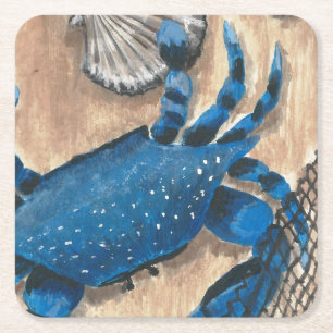 Dessous-de-verre Carré En Papier Saint-Jacques, crabe et filet