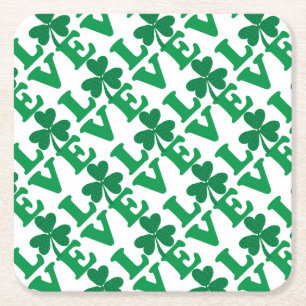 Dessous-de-verre Carré En Papier Saint Patrick's Day Amour Shamrock