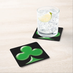 Dessous-de-verre Carré En Papier Saint Patrick's Day vert noir Shamrock de trèfle
