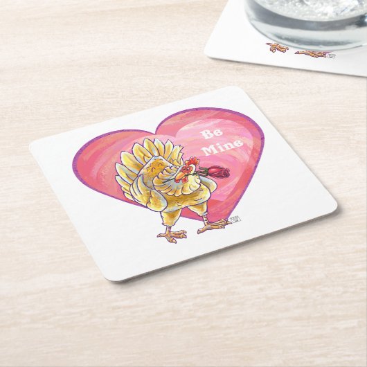 Dessous-de-verre Carré En Papier Saint-Valentin au poulet (Incliné)