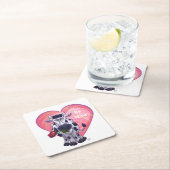 Dessous-de-verre Carré En Papier Saint Valentin de la vache (En situation)