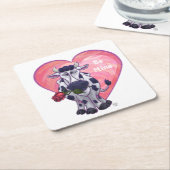 Dessous-de-verre Carré En Papier Saint Valentin de la vache (Incliné)