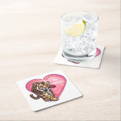 Dessous-de-verre Carré En Papier Saint Valentin de Tigre (En situation)
