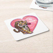 Dessous-de-verre Carré En Papier Saint Valentin de Tigre (Incliné)