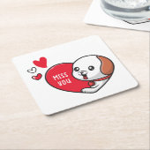 Dessous-de-verre Carré En Papier Saint Valentin, Mlle vous (Incliné)