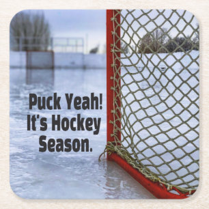 Dessous-de-verre Carré En Papier Saison de hockey glace froid drôle Humour canard