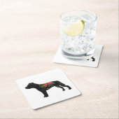 Dessous-de-verre Carré En Papier Saison Dog Breed Boho Floral Silhouette (En situation)