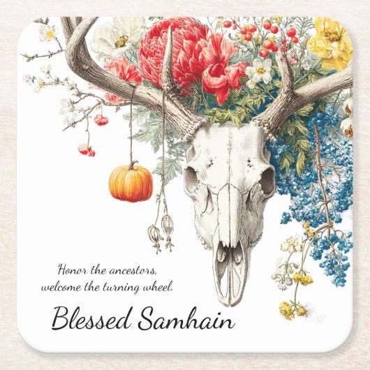 Dessous-de-verre Carré En Papier Saisons mystiques | Samhain Witchy Design (Devant)