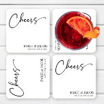 Dessous-de-verre Carré En Papier Salaire classique moderne minimaliste Mariage mini<br><div class="desc">Ce sont des Dessous de verre de papier Mariage simple minimaliste "Cheers" classique moderne et minimaliste !</div>