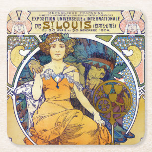 Dessous-de-verre Carré En Papier Salon Saint-Louis, Mucha