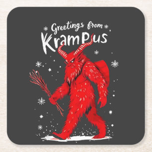 Dessous-de-verre Carré En Papier Salutation de Krampus Noël Christmas