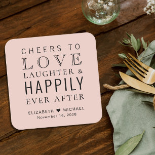 Dessous-de-verre Carré En Papier Salutations Amour Rire Heureusement Jamais Après M