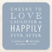 Dessous-de-verre Carré En Papier Salutations Amour Rire Heureusement Jamais Après M (Devant)