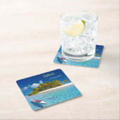 Dessous-de-verre Carré En Papier Salutations de Tahiti (En situation)