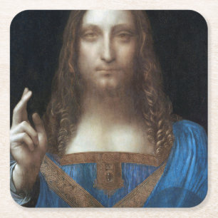 Dessous-de-verre Carré En Papier Salvator Mundi, Jésus Christ, Léonard de Vinci