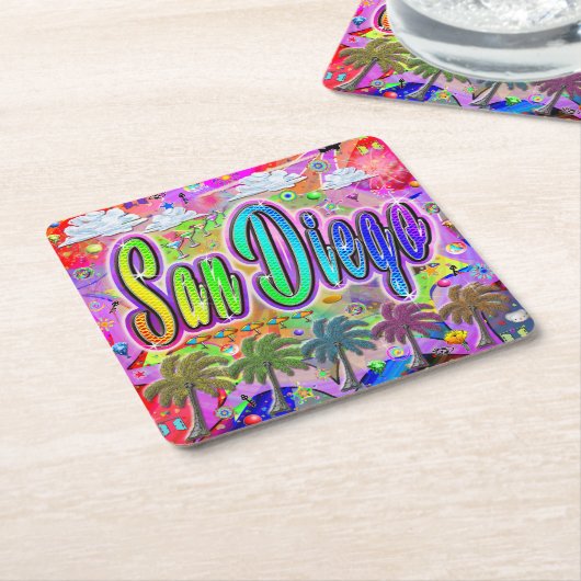 Dessous-de-verre Carré En Papier San Diego Vista Express Coaster (Incliné)