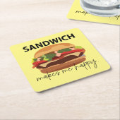 Dessous-de-verre Carré En Papier Sandwich Me Rend Heureux (Incliné)