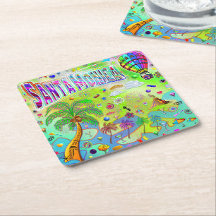 Dessous-de-verre Carré En Papier Santa Monica Banc de coaster à mélodie intemporell