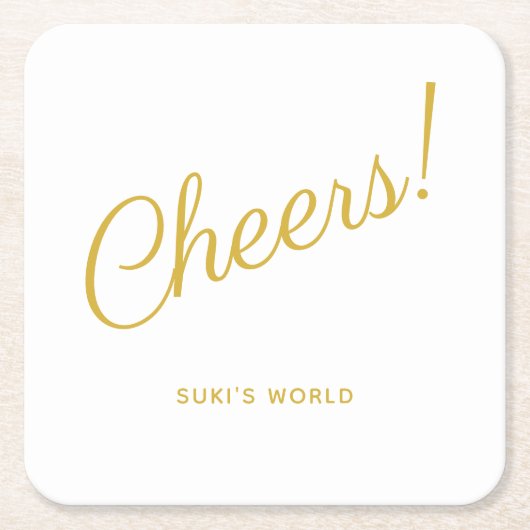 Dessous-de-verre Carré En Papier Santé! Or élégant (Devant)