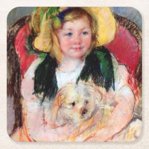 Dessous-de-verre Carré En Papier Sara avec son chien, Cassatt