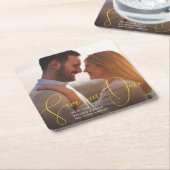 Dessous-de-verre Carré En Papier Sauvez nos lignes de raffinage par date écriture (Incliné)