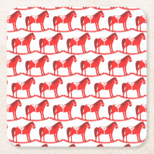 Dessous-de-verre Carré En Papier Scandinave Noël Cheval Rocking Motif