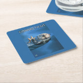 Dessous-de-verre Carré En Papier Scène de loutre de ConnecticutSea (Incliné)