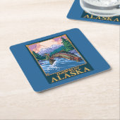 Dessous-de-verre Carré En Papier Scène de pêche de mouche - Dawson, Alaska (Incliné)