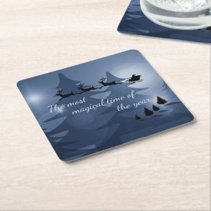 Dessous-de-verre Carré En Papier Scène magique de Noël