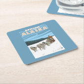 Dessous-de-verre Carré En Papier Scène Sledding de chien - Dawson, Alaska (Incliné)