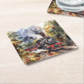 Dessous-de-verre Carré En Papier Scenic Landscape with Train (Incliné)