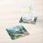 Dessous-de-verre Carré En Papier Scenic Landscape with Train (En situation)