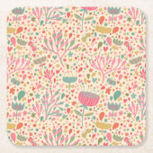 Dessous-de-verre Carré En Papier Schéma floral clair (Devant)