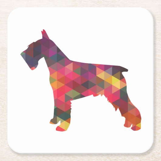 Dessous-de-verre Carré En Papier Schnauzer Chien race Geo Silhouette Multi (Devant)